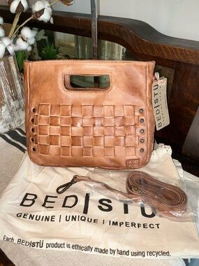 NWT Bed Stu Leather Keiki Crossbody Bag Handbag Tan DD Dip Dyed MSRP $235